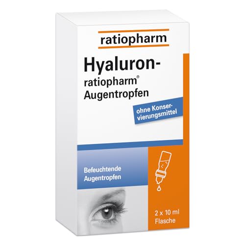Hyaluron-ratiopharm® Augentropfen: Für die Befeuchtung von trockenen, gereizten oder brennenden Augen. Auch für weiche und harte Kontaktlinsen geeignet, 2x10 ml