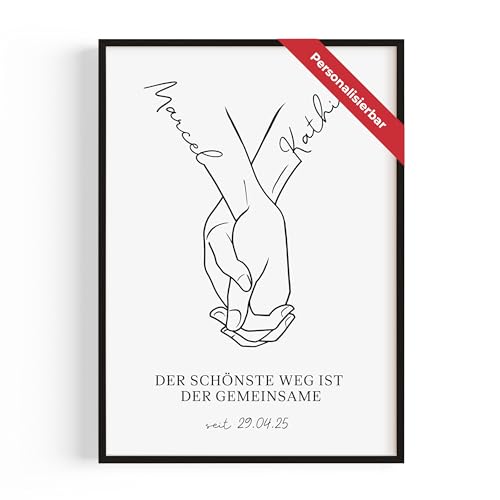 PULSE of HOME Der schönste Weg Poster personalisiert | Hochzeitsgeschenk personalisiert & Geschenk zur Hochzeit | Hochzeitstag Geschenk & Hochzeitsgeschenke für Brautpaar | Made in Germany