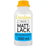 Creative Deco Acryl Mattlack Firnis | 500 ml Flasche Klarlack | Oberflächenfinish auf Wasserbasis | Permanenter farbloser Lack | Verwendung im Innen- und Außenbereich | Bastelprojekte und Gemälde