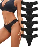 BeReady Baumwolle String Tanga Damen Spitze Unterhosen Frauen V-Waist Atmungsaktiv Unterhosen Damen Baumwolle Mehrpack