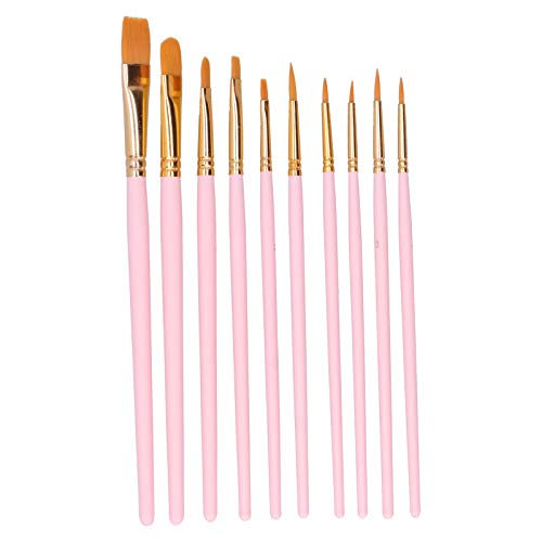 10pcs Pinsel Pinsel Set, Acrylpinselölsöl -Aquarell Nylon Haarkunst Handwerksbedarf für Malerei (101R -10 Mattpulver Multi -Head)