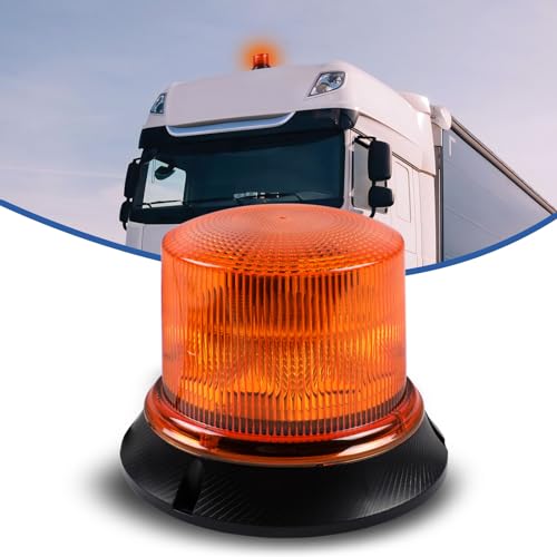 Qiping Rundumleuchte 8 Blitzmuster 12/24V Gelb Warnleuchte LED mit schrauben für Auto LKW Traktor Golfwagen