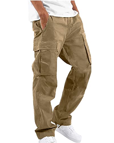 YAOHUOLE Cargohose Herren Ranger Hose Herren Winter Herren Arbeitshose Hose Lang Regular Fit Khaki XL