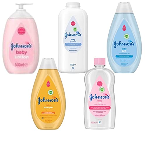 Ultimate Johnson's Babybadeset 500 ml - Babyöl, Babylotion, Talkum, Baby-Shampoo