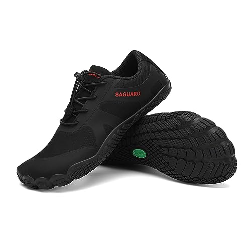 SAGUARO Barfußschuhe für Herren Barfuss Schuhe Damen Zehenschuhe Traillaufschuhe Wide Toe Box Fitnessschuhe Barefoot Shoes Mit Zero-Drop Solhe Tief Schwarz,Gr.39