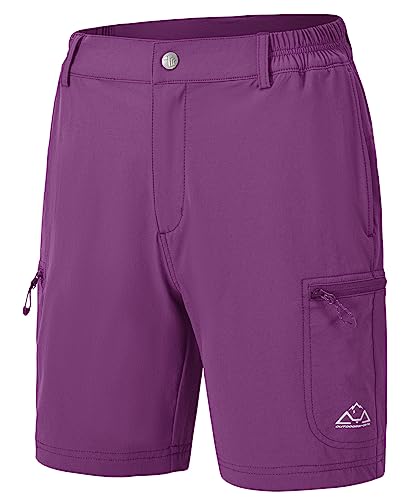 donhobo Damen Sporthose Kurz Laufhose Cargo Shorts Bermuda Stretch Leichte Wanderhose Atmungsaktiv Quick Dry Fitness Kurze Hose (Lila rot, M)