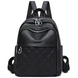 Travistar Rucksack Damen Klein Elegant Damenrucksack PU Leder Cityrucksack Wasserdicht Rucksacktasche Womens Backpack Anti Diebstahl Tagesrucksack für Reisen, Arbeit, Schule (Schwarz)