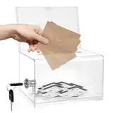 FENYW Spendenbox Abschließbar, Acrylspendenbox mit Schlüssel, Spendenbox Acryl mit schloss, 16x12x10cm Wahlurne Transparent mit Schloss, Spendendose Verplombt für Abstimmungen Gewinnspiele Wettbewerbe