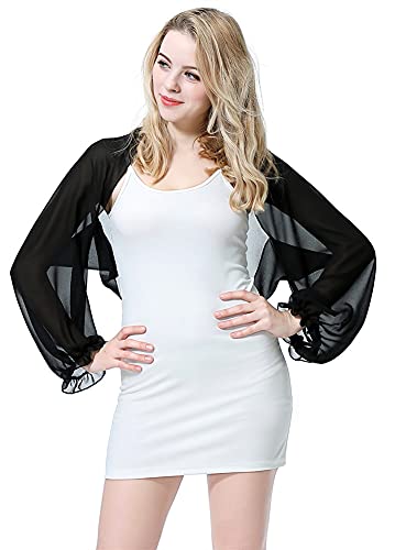 nadamuSun Chiffon Strandtuch Raglanärmel Schal Bolero Shrug Anti-UV Golf Schal Arm Ärmel Sonnenschutz (Black505)