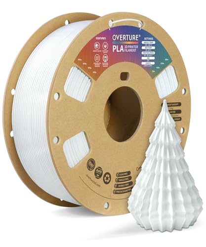 OVERTURE PLA Filament 1,75 mm Aufgerüstet, 1kg Filament (2,2 lbs), Maßgenauigkeit +/- 0.02mm, für 3D-Drucker (Kaltes Weiß)