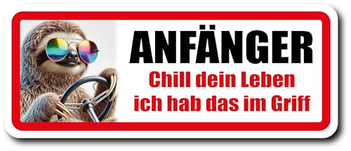 Fahranfänger Magnet Schild (20 x 8 cm) – Lustiges Auto-Magnetschild mit Spruch & witzigem Motiv – Alternative zu Aufkleber – Geschenk zum Führerschein (Jungs)