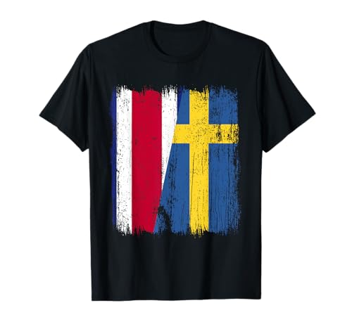 Costa Rica Schweden Halbflagge Costa Rica Schwedenwurzeln T-Shirt