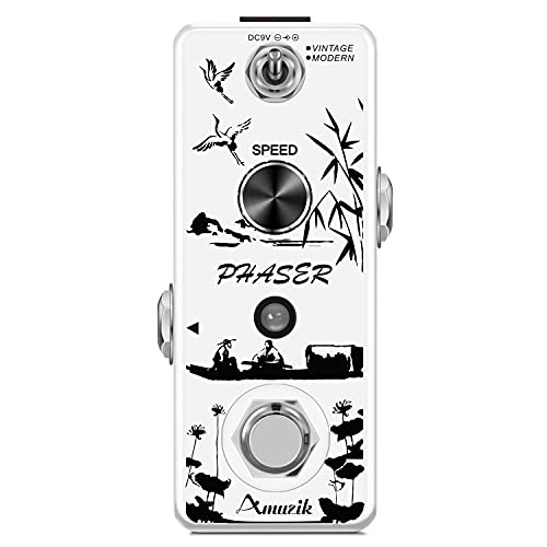 Amuzik Guitar Phaser Effect Pedal Analog Phase Effect Pedal For Electric Guitar Vintage/Modern 2 Modes for Mini Size