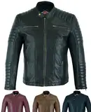 Texpeed Lederjacke herren schaffell echtleder - Lässige motorrad bikerstil jacke mantel Schwarz - M