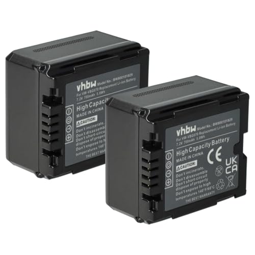 vhbw 2X Akku kompatibel mit Panasonic HDC-HS9, HDC-HS3000, HDC-HS700 Videokamera Camcorder (700 mAh, 7,2 V, Li-Ion) + Infochip