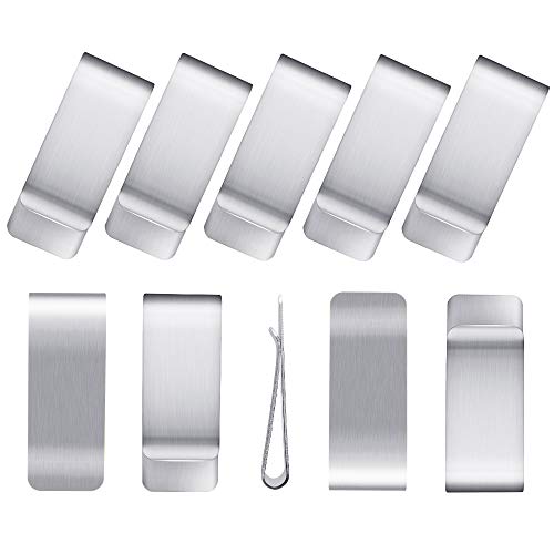 Geldklammer,10Pcs Edelstahl Geldscheinklammer,Silber Geldclip,Money Clip zum Männer und Frauen für Geldscheine Visitenkarte Kreditkarte(Silber)