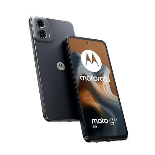 Motorola Moto g34 5G Smartphone (6,53"-HD+-Display, 50-MP-Kamera, 4 GB / 128 GB, 5000 mAh, Android 14) Charcoal Black, inkl. Schutzcover [Exklusiv bei Amazon]