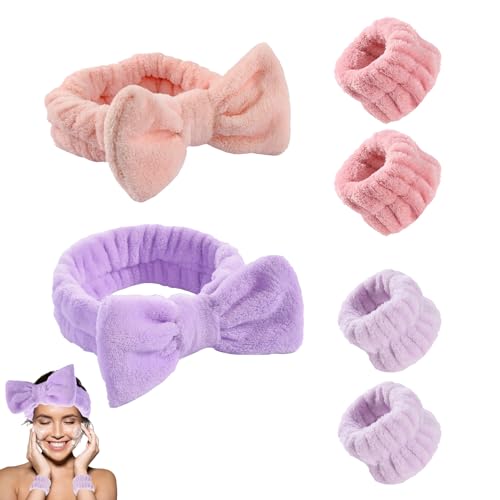 6 Stück Gesicht Stirnband,Handgelenk Waschband,Abschmink Haarband,Haarband Kosmetik,Make Up Haarband,Haarband Schminken für Frauen Gesichtswaschen Dusche Sport