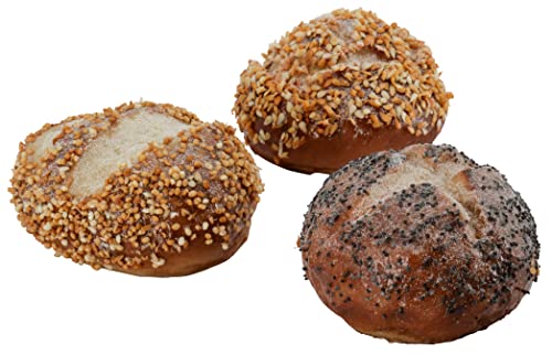 Naturgetreue Lebensmittel Attrappe – Künstliche Backwaren & Brot & Kleingebäck – Food Dummy/Plastikessen - Dekoration (Brötchen - 3er Set - 7 cm)