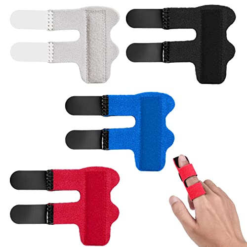 ALTcompluser 4 Stück Fingerschienen, Verstellbare Fingerstütze, Fingerstabilisator mit Eingebautes Aluminiumband für Gebrochene, Verstauchte, Arthritis, Sehnenentzündung und Geschwollene Finger