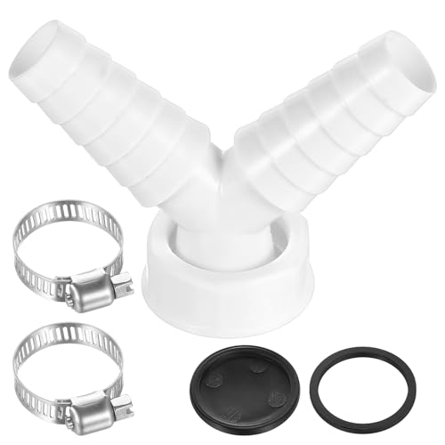 Abfluss Waschmaschine Doppelanschluss für Waschmaschine Spülmaschine 1 Zoll Schlauch, Y-adapter Abfluss Adapter Doppelanschluss für Geschirrspüler,Schlauch mit Eingangsstutzen 19-24 mm,Abgang DN 25