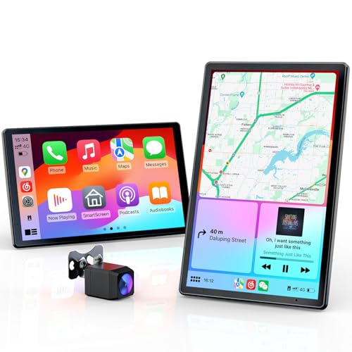 Krunia 8'' Tragbares Autoradio für Apple CarPlay & Android Auto, 1440x900 HD Display, Magnetische Halterung, OTA-Updates, Rückfahrkamera, Bluetooth, Sprachsteuerung, GPS-Navigation