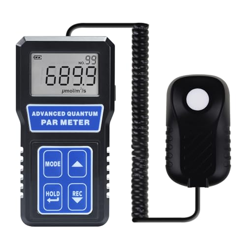 Par Meter Quantum Par Meter für LED Grow Lights 400-700nm Spektrum Par Light Meter ppfd Meter mit 100 Gruppen Datenprotokollierung, Kalibrierfunktion für Pflanzen, Aquarium, etc.