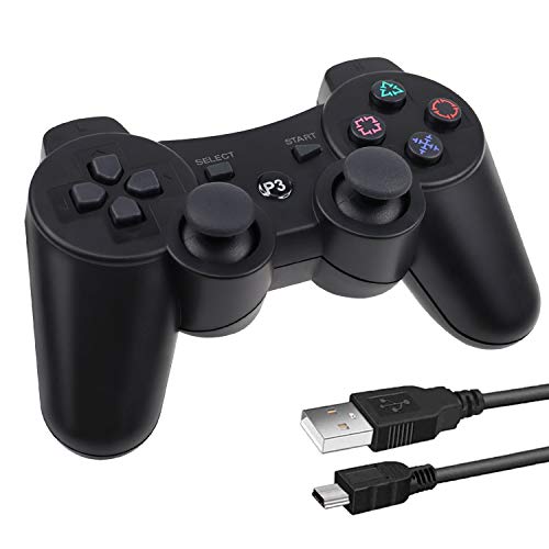 Lunriwis Wireless Controller für PS3, Wireless Double Shock 6 Achsen Bluetooth Joystick Gamepad mit kostenlosem Ladekabel für PS3 Controller