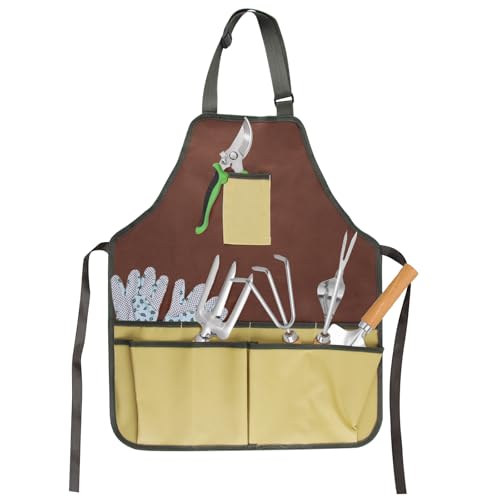 FairyPeach Gärtnerschürze mit Tasche, Verdickt und Wasserdicht Gartenschürze, einstellbar Gartenschürze, Multifunktionale Werkzeugschürze für Damen und Herren, ein Muss für Gärtner