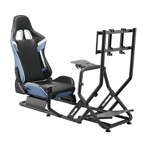 Wiltec Rennsimulator Racing Cockpit 71 x 136 x 108 cm, Auto Simulator mit Sitz bis 100 kg, Sim Racing mit Monitorhalterung, Racing Simulator mit Befestigungspunkte für Lenkrad, Schalthebel und Pedale