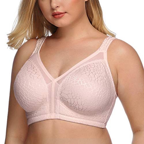 DotVol Damen Komfort Vollschalen Minimizer BH Bügellos Ohne Bügel Große Größen Unterwäsche(95D,Rosa)