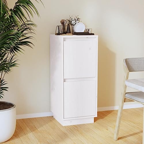 Massivholz Kiefer Sideboard Weiß 31,5x34x75cm Premium Möbelauswahl