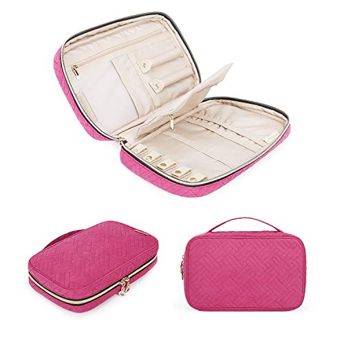 bagsmart Schmuck Organisator Schmucktasche Reise für Ringe, Ohrringe, Halskette, Armbänder Pink