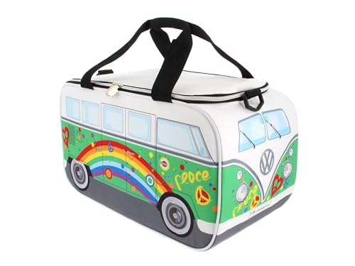 BRISA VW Collection - Volkswagen isolierte Kühl-Wärme-Thermo-Picknick-Lunch-Tasche-Box für Lebensmittel im T1 Bulli Bus Design (Peace/Grün/25 L)