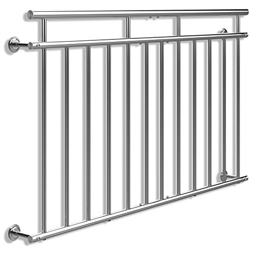 MONZANA® Französischer Balkon Edelstahl Pflegeleicht 90x156cm 12 Füllstäbe Balkongeländer Terrassengeländer Fensterschutz