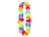 Hawaii Blumenkette 90cm bunt - Hawaiikette in Regenbogen Farben - Sommer Beach Party Tropical Deko Accessoire