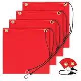 4 Stück Rote Warnflagge 30x30cm Nach Stvo Für Anhänger, Transport, Fahrradanhänger, Boot, Auto - Fahne Mit Gummiseil Und Kupferschnallen