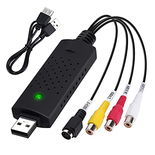 USB 2.0 Audio Video Grabber, VHS Videoadapter Digitalisieren Gerät Konverter Capture Card für Windows 11/10 / 8/7 / XP/Vista / 2000