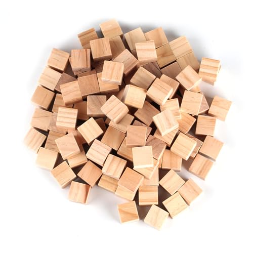 105 x Holz Würfel 20mm Kleine Holzwürfel zum Basteln, Holzwürfel Blanko Natürliche, Quadrat Holzklötzchen zum Basteln, Bastelklötzchen, Holzklötze zum Basteln für DIY Handwerk Zahlen Malen Deko