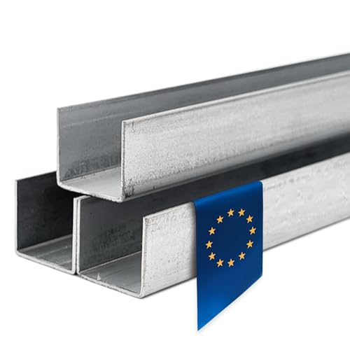 Stahl-Shop24 - Stahl verzinkt Bordwandprofil U-Profil, DIN 50976, Stahlprofil, Einfassprofil, U-Profil Stahl, U-Stahl, U-Eisen - Werkstoff: S235JR, Länge:1500 mm, Abmessung:20x20x1.5 mm