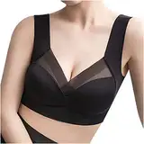 Guhmomh BH Damen ohne Bügel Push up BH Spitze Damen-BHS Bustier Sport BH Sexy Bralette Bequemer Minimizer BH Seamless Crop Tops Klassischer BH Einfarbig Bra Top Outlet Angebote 07 Schwarz 6XL