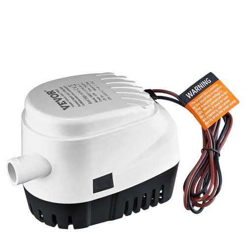 VEVOR Bilgenpumpe 750 GPH 12 V Lenzpumpe für Boote mit Schwimmerschalter, 19 mm Auslassdurchmesser, kleine Boots-Bilgenpumpe, elektrische Marine-Bilgenpumpe für Boote, Teiche, Pools, Keller