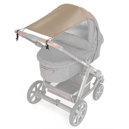 Zamboo Universal Sonnensegel - verstellbarer Kinderwagen Sonnenschutz mit UV Schutz 50 - flexibles Sonnenverdeck für Babywanne - Beige