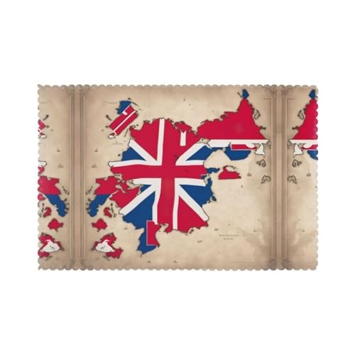 Map03 Tischsets mit abstrakter georgischer Flagge, kratzfest, öldicht, waschbar, Küchendekoration, Vater, Mutter, Ehemann, Ehefrau, 6 Stück