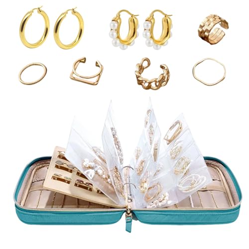 Reise Schmuck Organizer | Schmuckaufbewahrungsordner für Frauen mit Fächern - Tragbare Schmucktasche für Ringe, Ohrringe, Halsketten | Schmuckreiseetui für Dorto