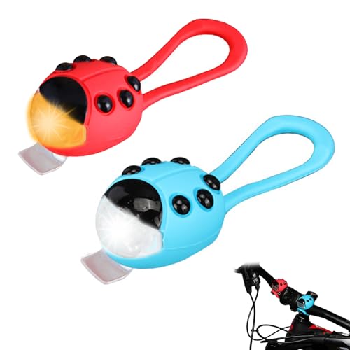 Xerteam 2 Stück Roller Licht für Kinder, Wasserdicht Silikon Super Helles LED Fahrradlampe Kinder, 3 Licht-Modi mit Warnlicht, Kinder Scooter Licht für Kinderwagen, Rucksack, Fahrrad (Rot und Blau)