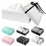 TAIXING 2025 Neu Geschenkbox mit Deckel, Geschenk Box 25 x 18 x 8,5 cm, Geschenkbox mit Schleifen, Raffia, Grußkarten, Geschenkbox Set für Hochzeit Geburtstag Valentinstag Weihnachten