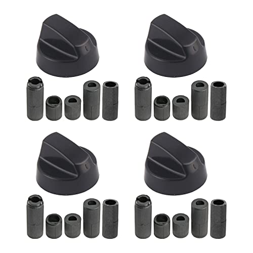 CAM2 Universal-Bedienknebel,4er-Pack Schwarz Kontrollknöpfe für Backofen Kochfeld,für alle Arten von Backöfen, Herden & Kochfeldern, 6 bis 11.5 mm,Schwarz