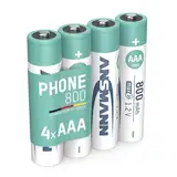 ANSMANN Telefon Akku Micro AAA LR03 800mAh, 4 Stück, 1,2V NiMH, wiederaufladbar, ideal für DECT Phone, Schnurlostelefon, Babyphone, Ersatzakku