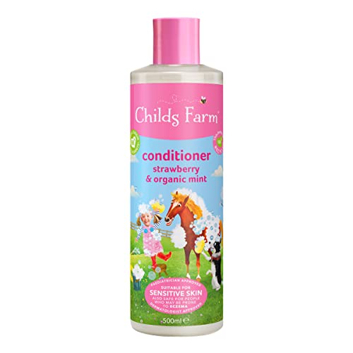 Childs Farm Kinder-Conditioner 500 ml, Erdbeere und Bio-Minze, alle Haartypen, pflegt und pflegt | geeignet für trockene, empfindliche und zu Ekzemen neigende Haut und Kopfhaut